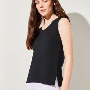 Ming Wang Scoop Neck Black Sleeveless Knit Tank Top Women L
